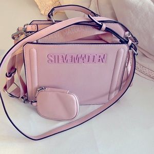 NWT STEVE MADDEN BEVELYN SATCHEL CROSSBODY BAG W AIR POD CASE PINK